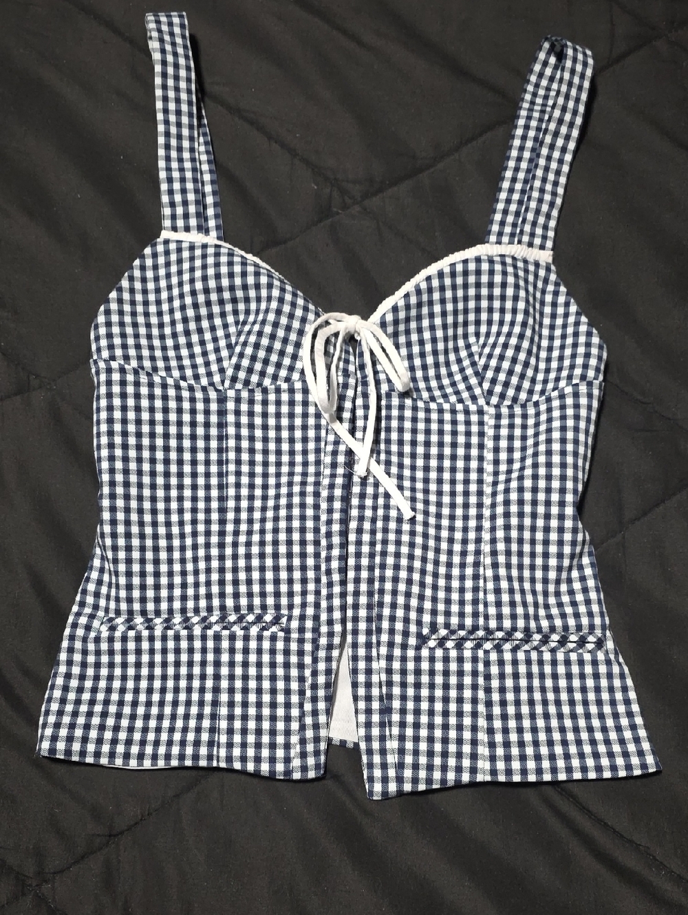 NWOT Zara Navy and White Gingham Shirt size XS